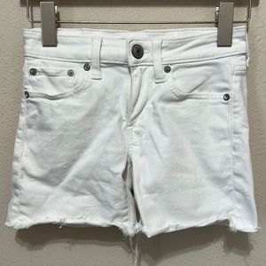 American Eagle Raw Hem White Jean Shorts